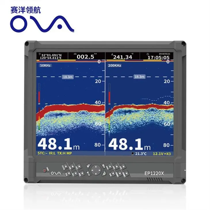 Dual frequency single beam echosounder echo sounder for marine