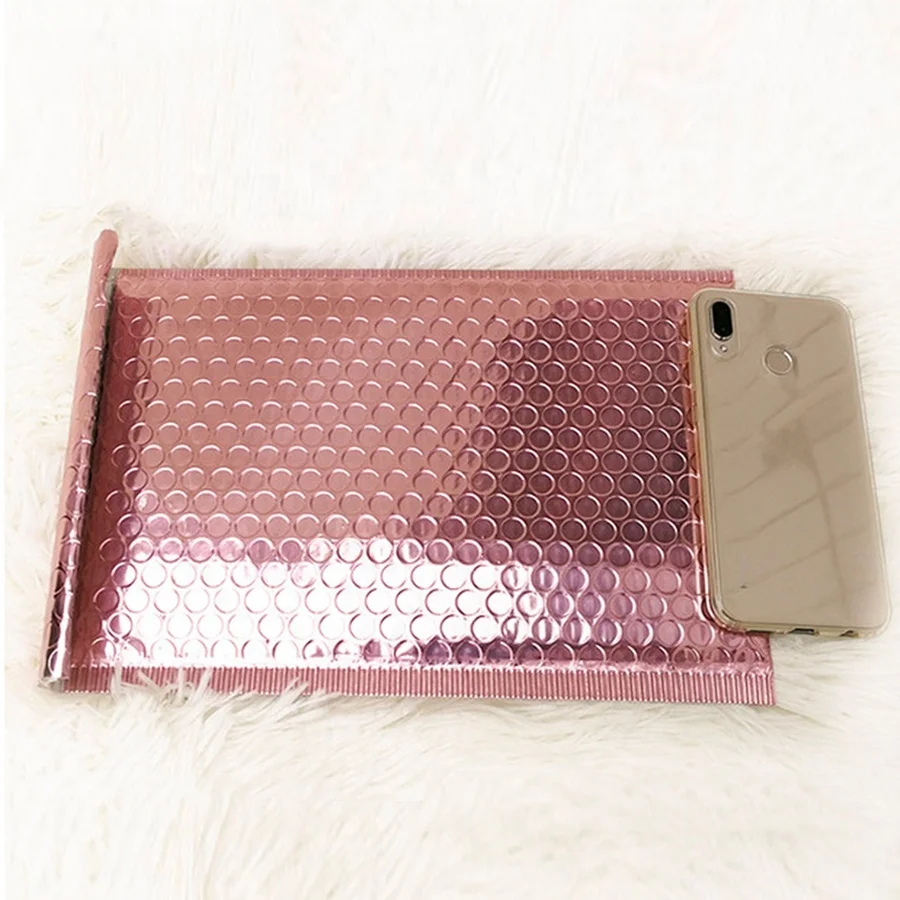 Custom Print Rose Gold Bubble Envelope Hot Pink Bubble Mailer Metallic Bubble Envelope Express Mailer Bag