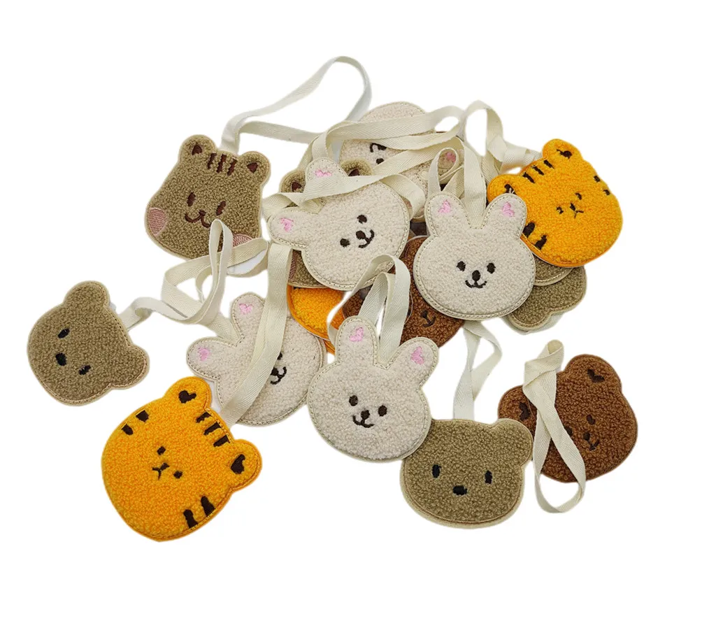 Wholesale animal cartoon Plush Name Tag Baby Backpack Decorations Pendant  Cute Cartoon Name Pendant