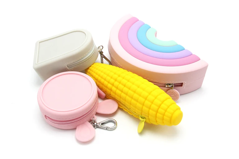 Custom Cartoon Shape Rubber Silicone Coin Purse Wallet Women Change Purse With Zipper Cute Silicone Small Coin Pouch