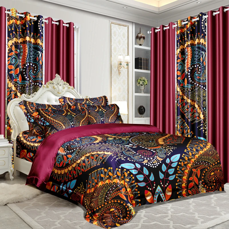 Quilt 10PCS set Home Bedroom Bedspread Sheets Curtains Pillow Cases Carpet Bedding Set