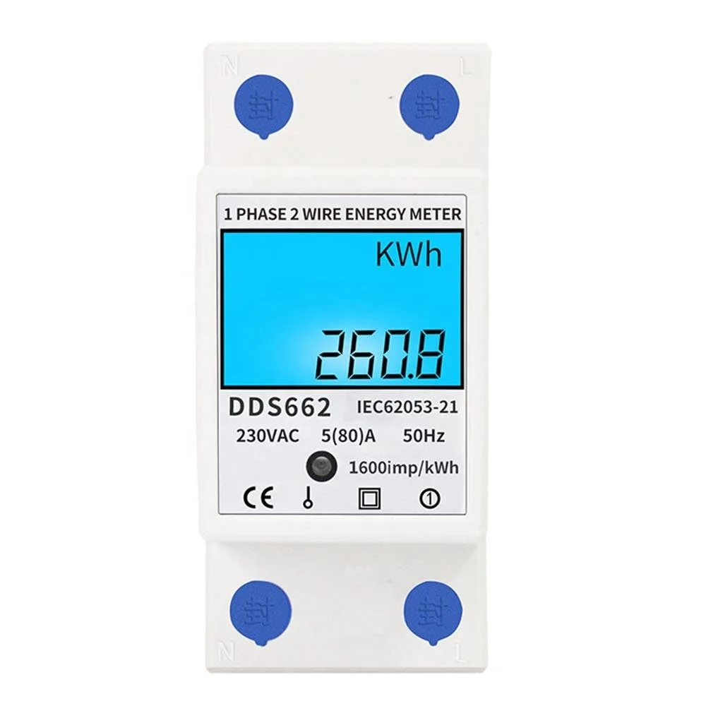 Digital Energy Meter DIN RAIL 50Hz KWH DIN RAIL METER LCD Display DDS662 DIGITAL Single Phase kWh counter