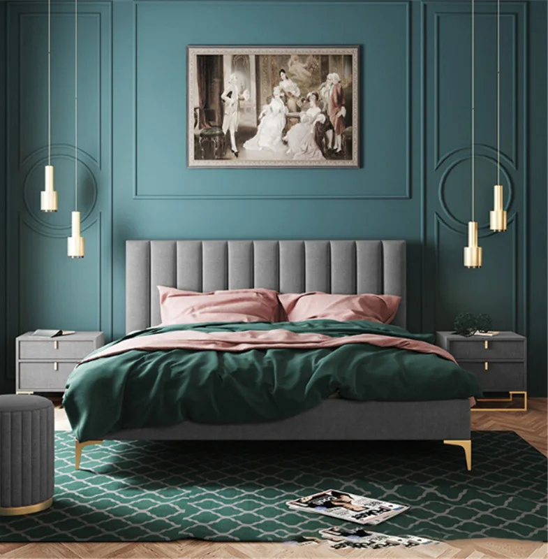 AIDI Full Size Tufted 12-14 Inch Adjustable Solid Slat Support Headboard Upholstered Frame Platform Twin Wood Bed With Mattress