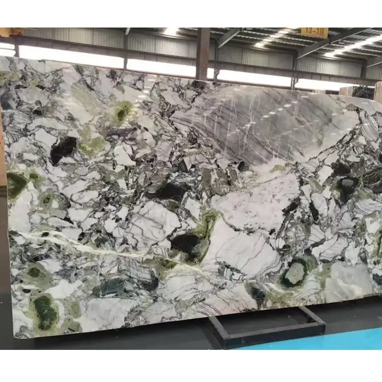 White Collection with Green Cold Tones Factory Price Competitive Quality Natural Stone Quarry Green Jade Marble Slab