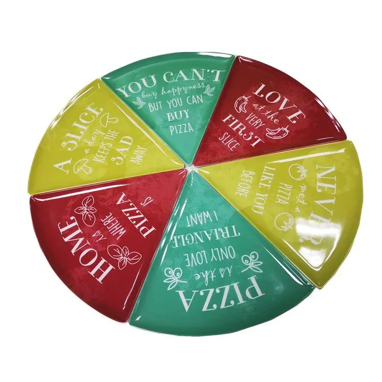 Набор тарелок для пиццы премиум-класса 6 уникальных больших красочных треугольных круглые тарелки 18 дюймов