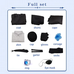 Anime Black Butler Cosplay Ciel Phantomhive Funeral dress Kuroshitsuji Black Uniform Outfit Halloween carnival costume