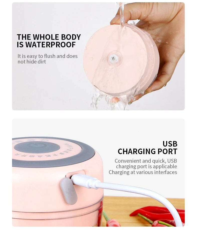 USB Rechargeable Portable Mini Food Processor Spice Chili Garlic Baby Food Grinder Mixer