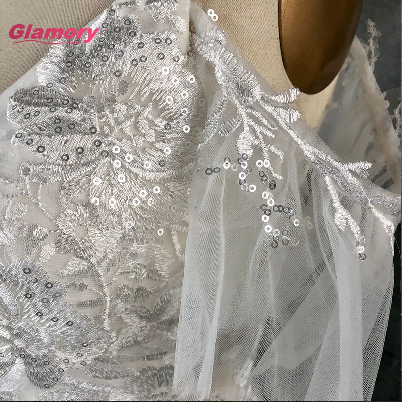 Customized 3D lace wedding dress V Neck Off Shoulder A-line Beach Wedding Gown Dress Bridal