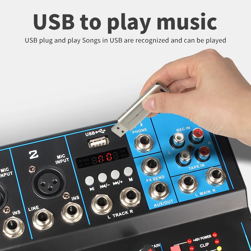 J.I.Y F04 Professional 4-channel Mixer Microphone Mobile Phone Live Broadcast Computer Recording