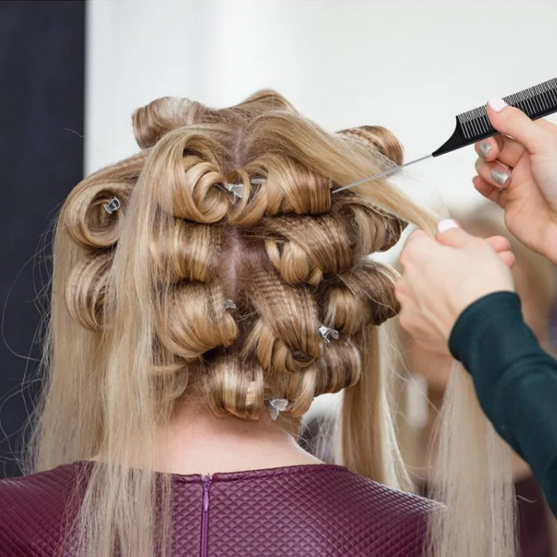 Hair Styling Antistatic Heat Resistant Custom Logo Peine Carbon Hair Precision Metal Rat Tail Parting Comb With Private Label