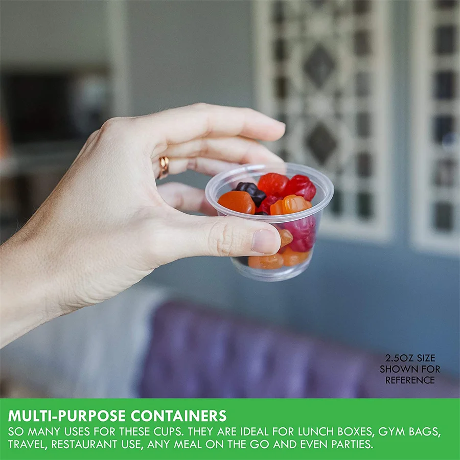 1 oz. Plastic Disposable Portion Cups with Lids, Souffle Cups
