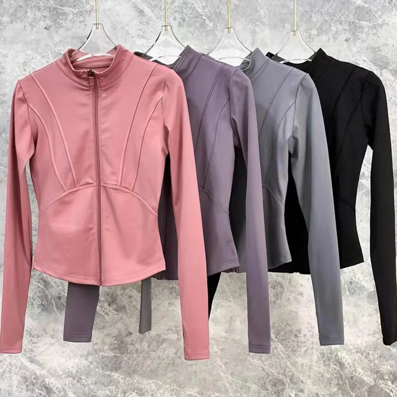 SHINBENE Womens Lightweight Full Zip Running Track Jacket Workout Slim Fit Yoga Tops with Thumb Holes