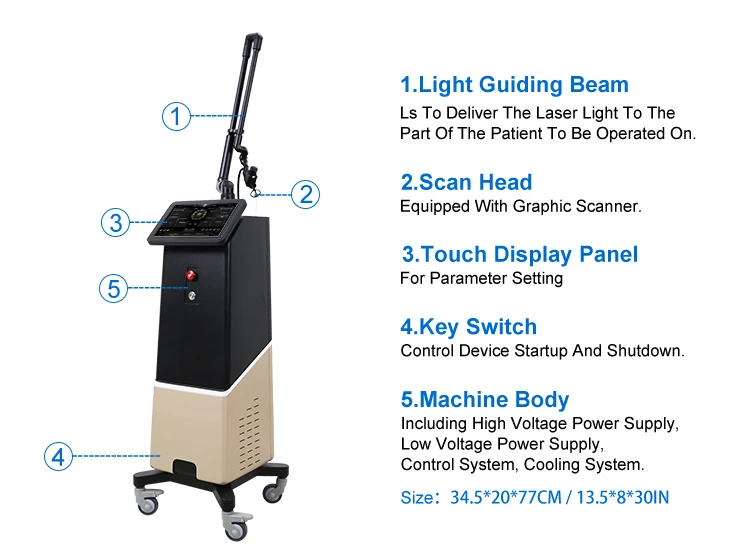 Brand New Removal Pigment Co2 Laser Cutting Machine q Switched Scar Acne 60w Rf Tube Medical Stimulates Collagen