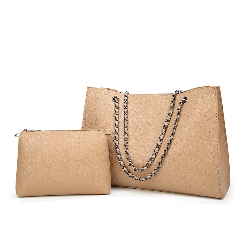 European American Fashion Rhombic Chain Women Pu Leather Handbags Wholesale Handbag Set