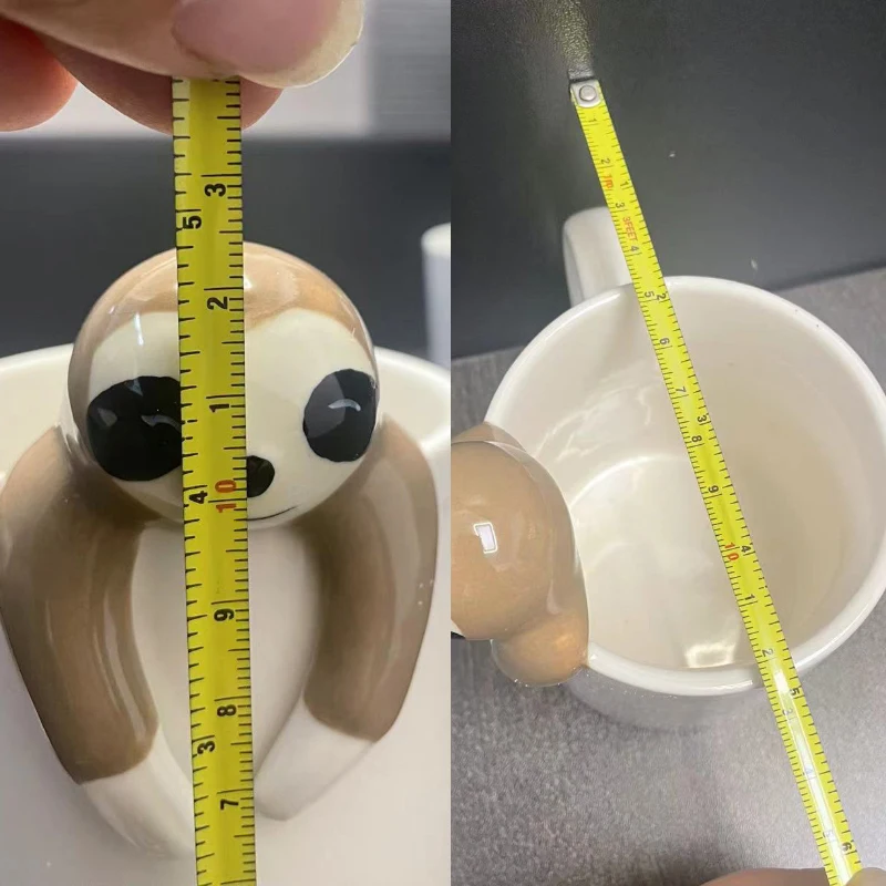 Custom Logo Funny 3D Animal Sloth Coffee Mug with Hand Printed Design cup Novelty cartoon sloth shape Ceramic mugs with gift box
