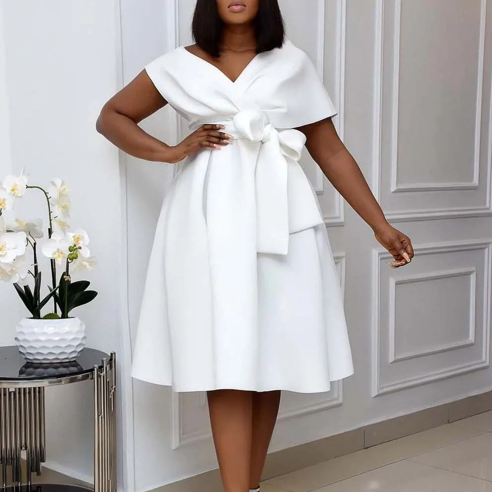 V-collar pleated waist strap sexy dress fashion European and American dress dress