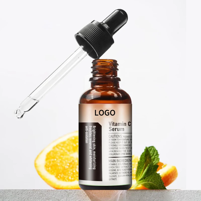 Private Label Vitamin C Facial Serum Hyaluronic Acid Anti Aging Skin Brightening Serum For Face Care Vitamin E Face Serum