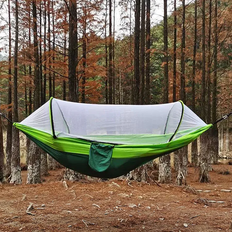 Custom Logo Portable Outdoor Hammock Hiking Camping Garden Hanging Swing 2 Person Mosquito Net Hammock