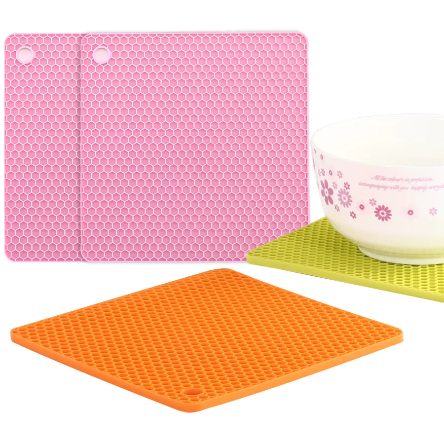 
JTOMEI Kitchen Utensils Heat Resistant Square Honeycomb Silicone Insulation Placemat Anti-slip Pot Holder Pan Table Mat Coaster 