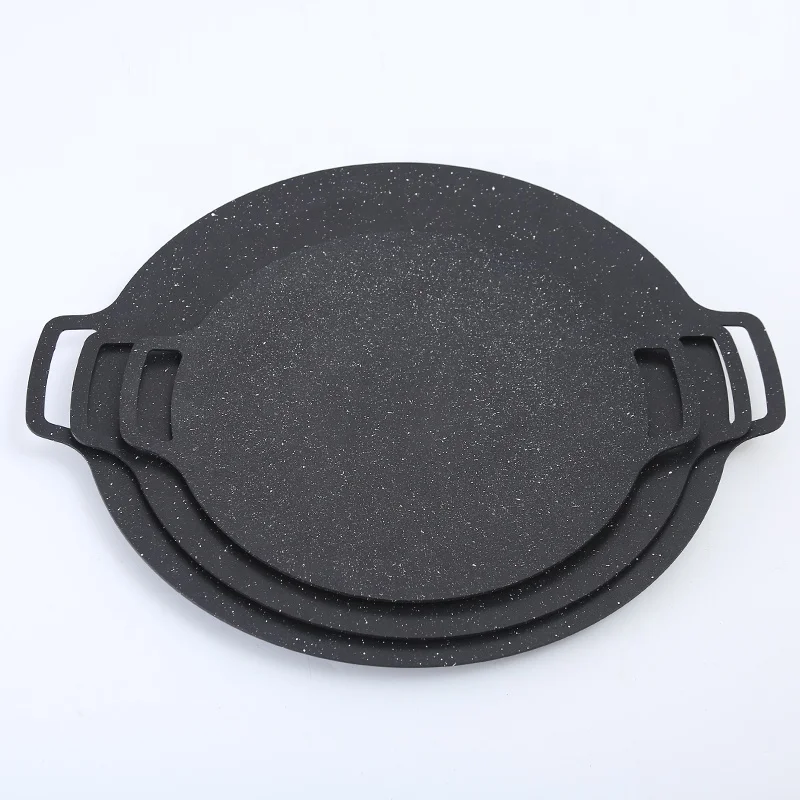 41cm party BBQ grill pan carbon steel with marble  non-stick coating two ears home cooking outdoor cooking