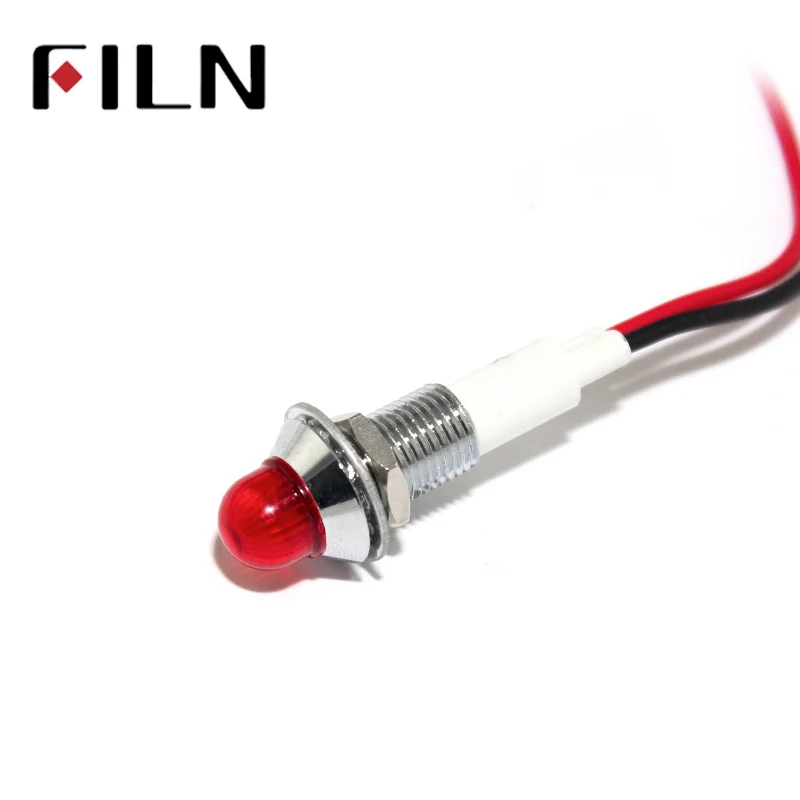 Металлический светодиодный индикатор Filn FL1M-10BW-1 10 мм, водонепроницаемый индикатор, сигнальная лампа 3 в, 5 в, 6 в, 9 в, 12 в, 24 в, 110 в, 220 в