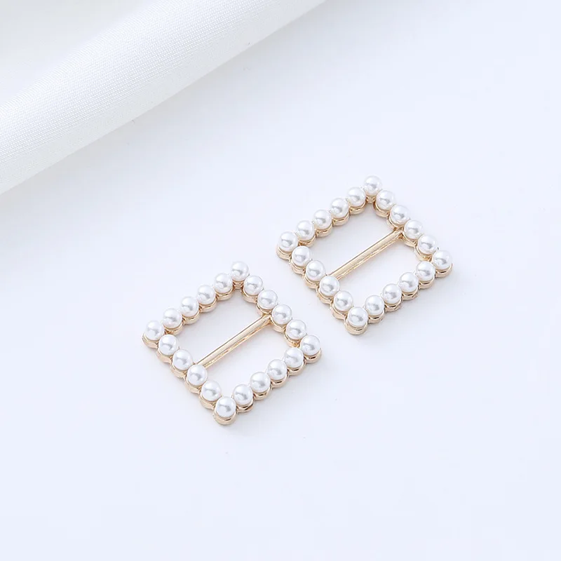 Pearl beads silver belt adjustable buckle clothing accessories scarf T-shirt metal corner buckles for belt
