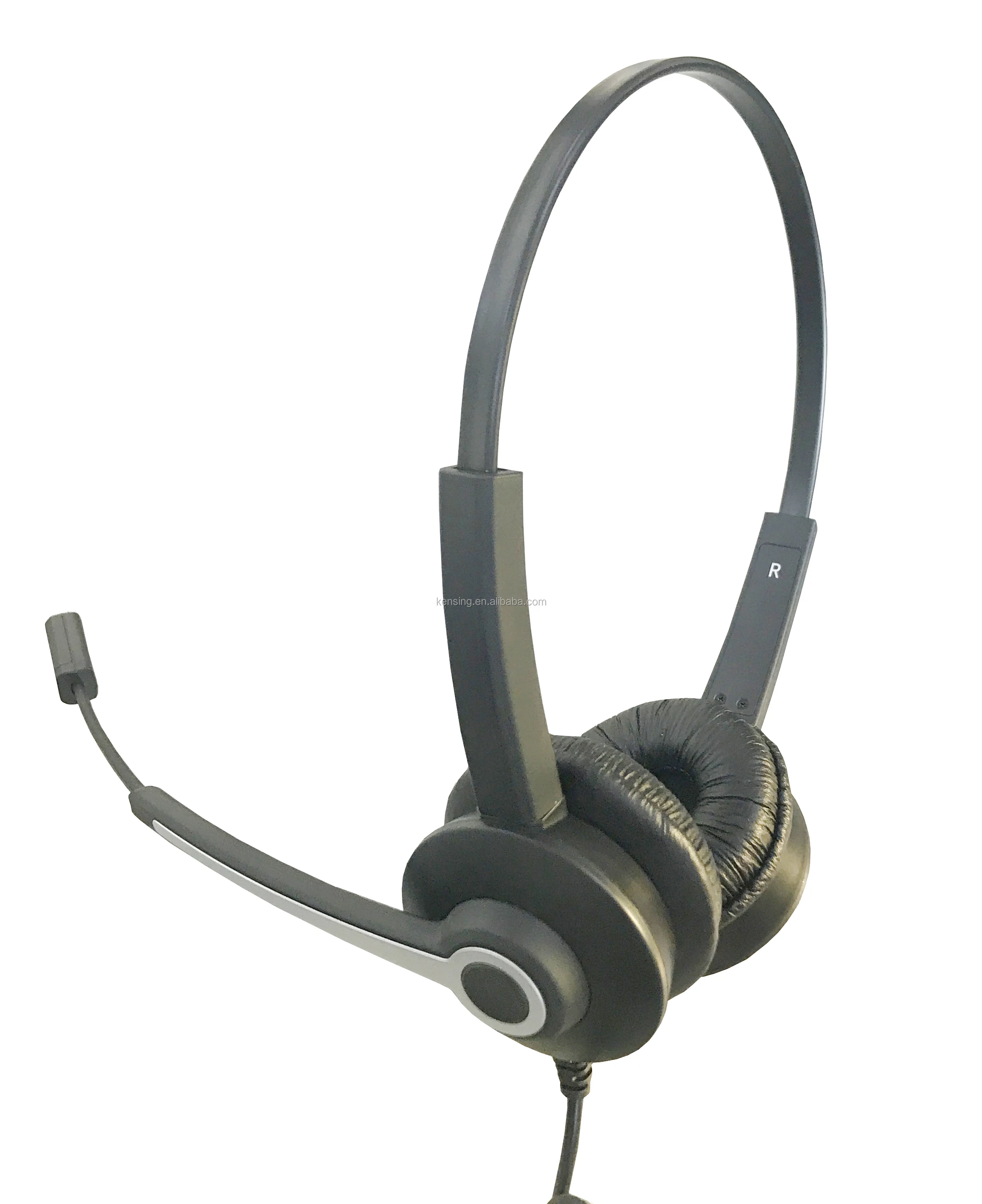 
Call center binaural headset with super noise cancelling micro and usb plug 