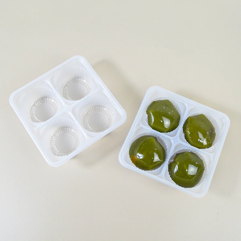 Custom PP Disposable Food Grade 4 Holes Mochi Ice Cream Box Packaging biscuit tray blister food BOX Supporting Anti - freeze