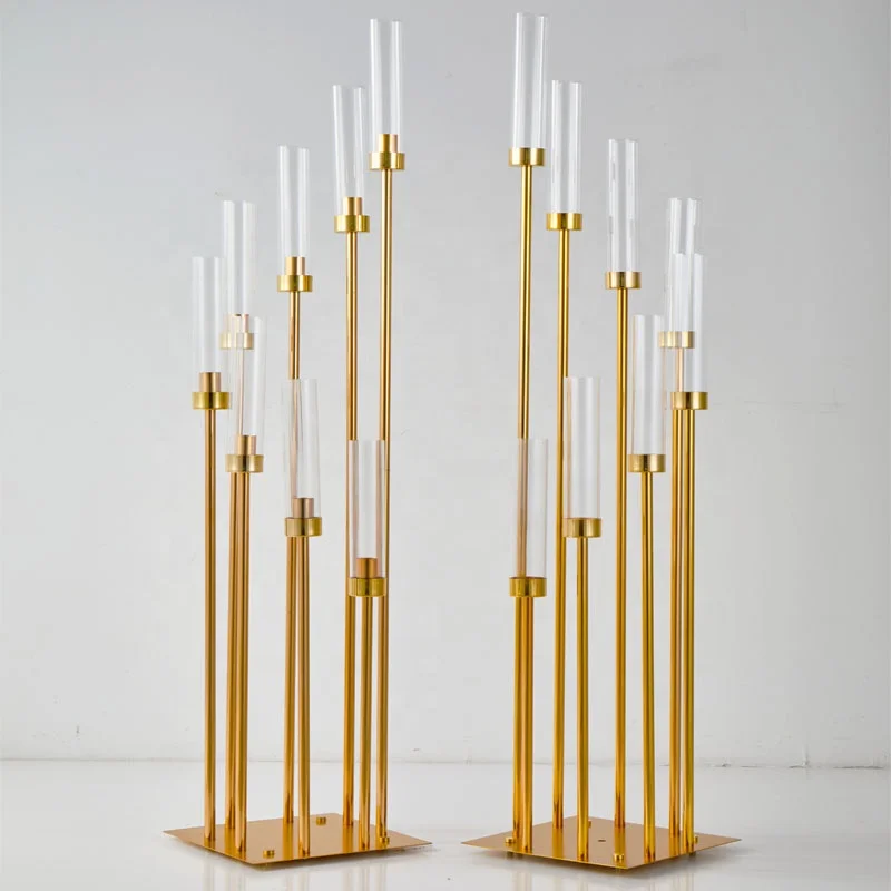Candle stand 8 Arms acrylic cup Antique metal gold candelabra wedding centerpieces gold candle stand