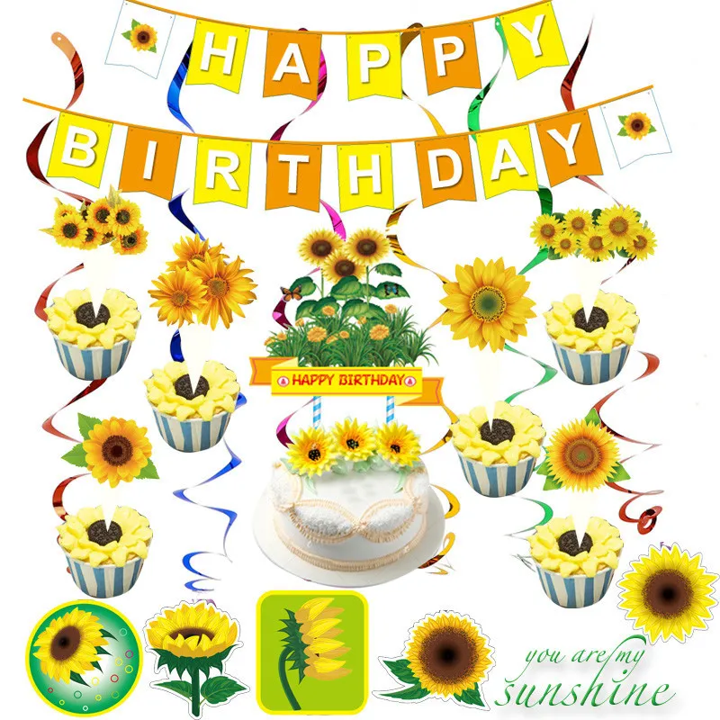 Nicro High Quality Sunflower Theme Party Supplies Birthday Party Decoration Set Sunflower Series Party Decorations
