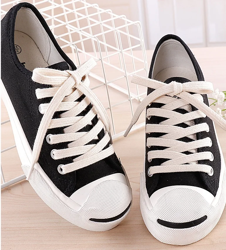 8MM  Wide Thick Sneaker Replacement Shoe Laces solid classic retro thicken cotton fabric flat shoelaces