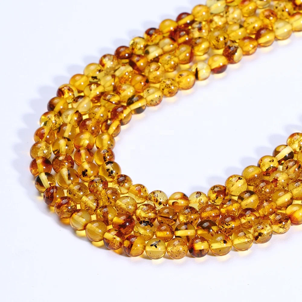 Wholesale A+ Natural 5-6mm the Baltic Sea Amber Loose Gem Stone Beads for Jewelry Making Bracelet DIY Accessories