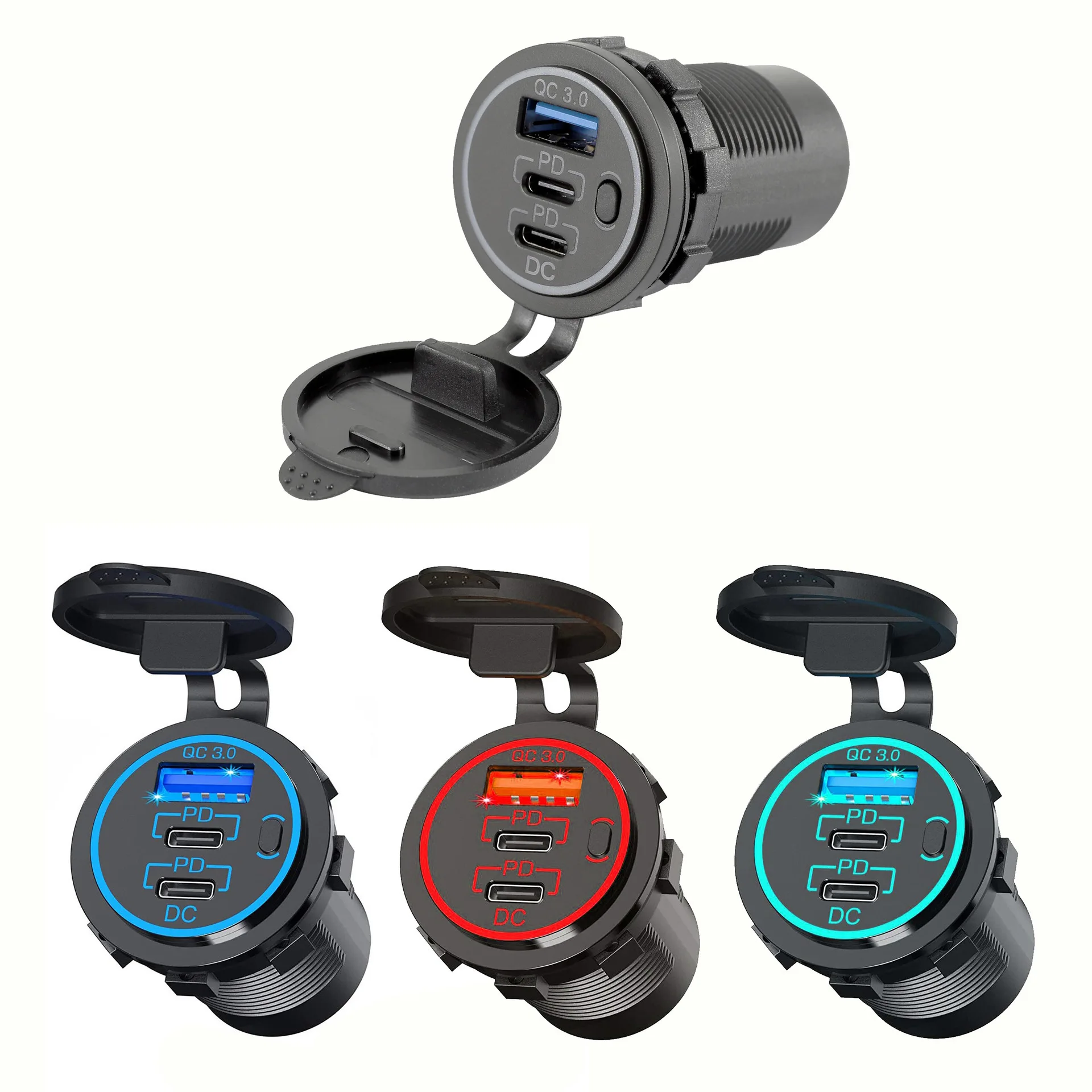 Install Usb Port In Car Charging Usb C Pd 12V 2 Ports 3 And Type C Pd 12V-24V Dual Usb Power Socket Outlet