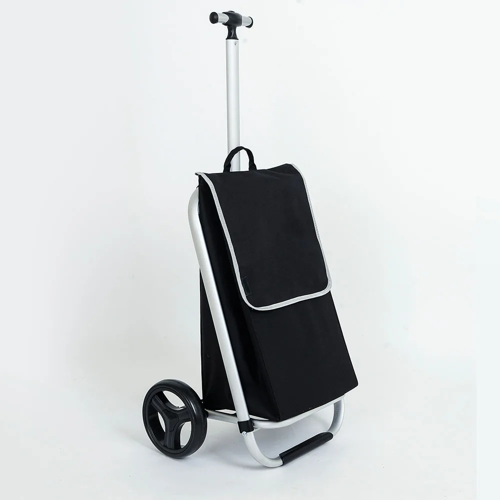 New Fashion Light  wheeled detachable folding retractable Aluminium supermarket collapsible wheeled shopping trolley bag