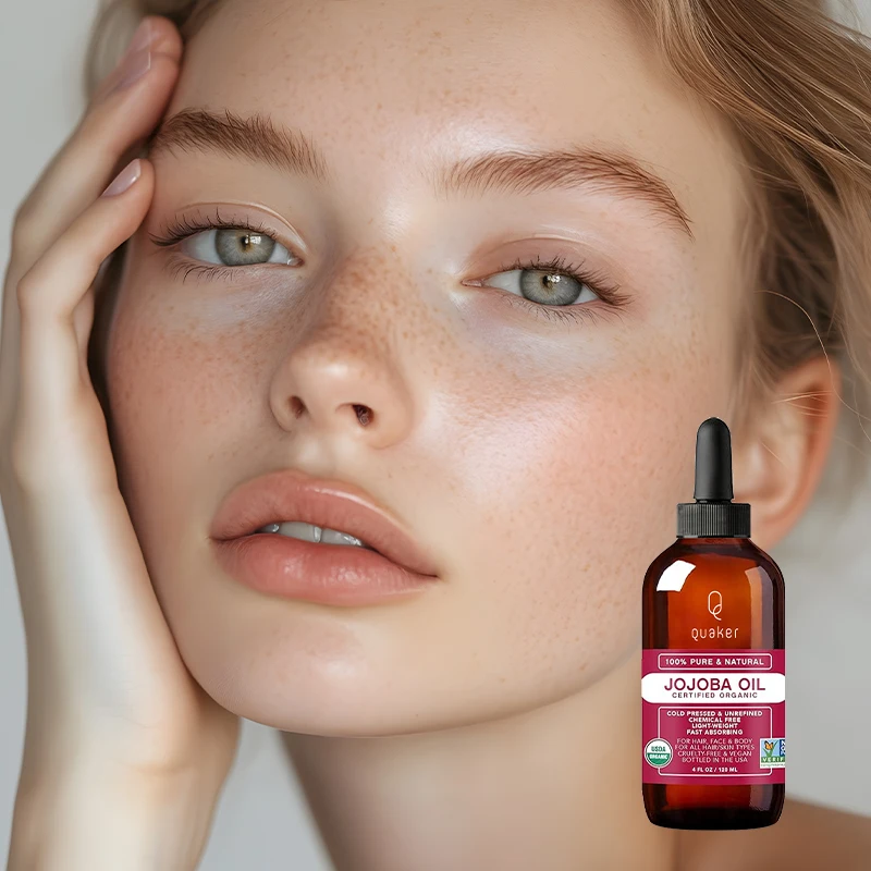 Qquaker Wholesale Cold Pressed Carrier Oil 100% Pure Organic Jojoba Oil Hair Growth Face Lips Body