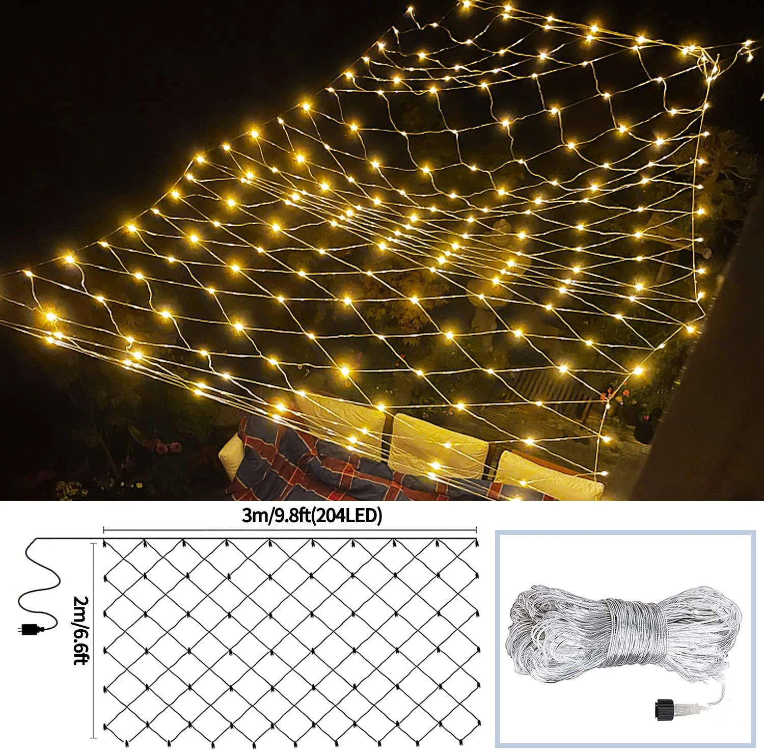 IP65 Waterproof Outdoor Indoor Led Light Net Decorative Holiday String Light for Party and Wedding Christmas Light Net