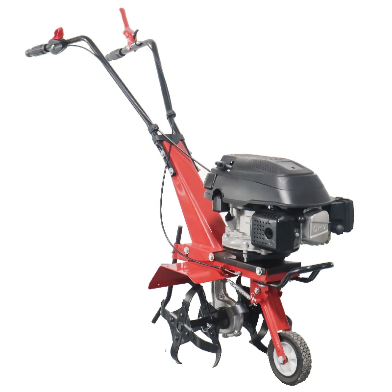 Walk Behind 4 Stroke 139cc Hand Push Mini Garden Gasoline Tiller Petrol Cultivator with 6 Blades