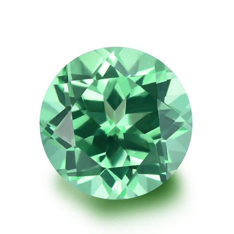 Round Shape Lab Created Green Sapphire Stone Rough Synthetic Green corundum Gemstone