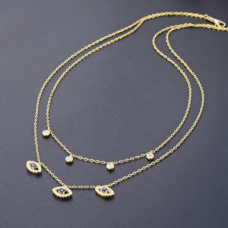 POLIVA 18K Gold Plated Evil Eye Boho Silver 925 Choker Necklace Sterling Silver Jewelry