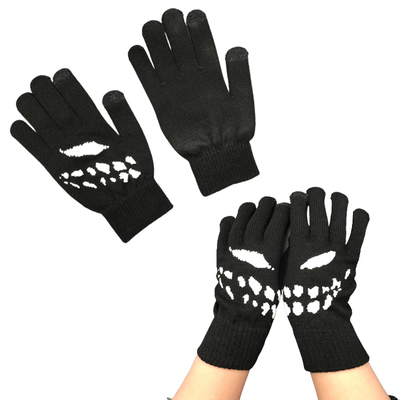 Оптовая продажа зимних теплых вязаных перчаток с принтом логотипа