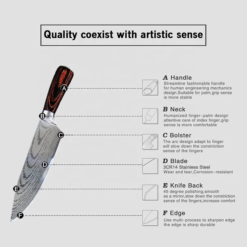 Набор супер острых кухонных ножей шеф-повара из дамасской стали с ручкой из сандалового дерева