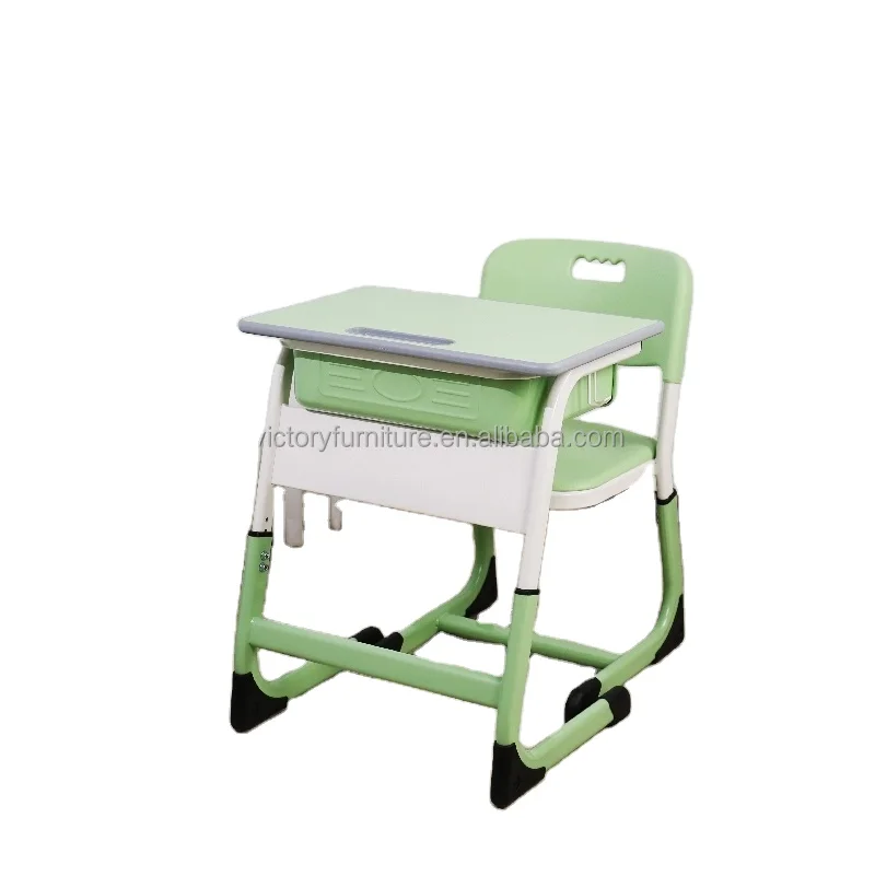 
School Furniture Single adjustable school classroom student desk and chair set child study desk chair 