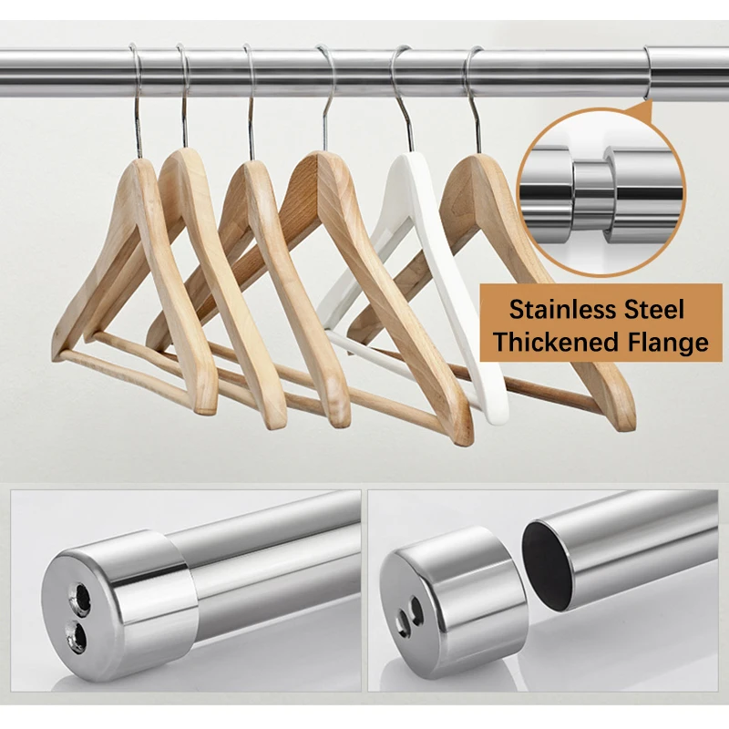 Furniture Tube Support Stainless Steel Hanging Rail Closet Rod Holders Wardrobe Round Tube