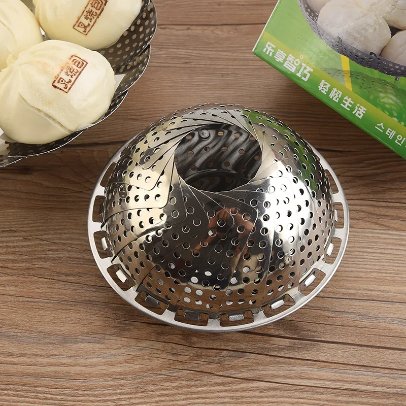 Wholesales Kitchen Collapsible Stainless Steel Vegetable Steamer Basket Foldable Food Steamer Collapsible Steamer Tray