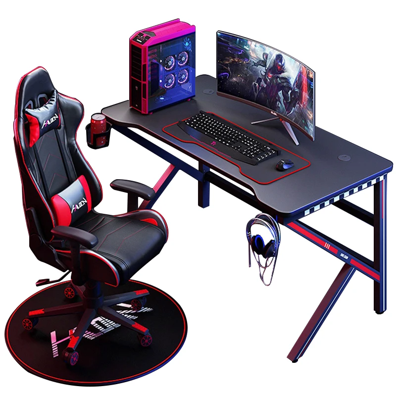 Cheap LED RGB Lighting Customizes Bedroom Study Computer Table Competitive Gamer Gaming Desk for Home Office