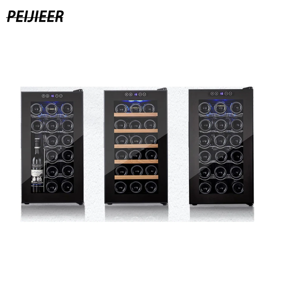 Chinese factory black OEM 32L 12 bottles glass door beverage wine coolers