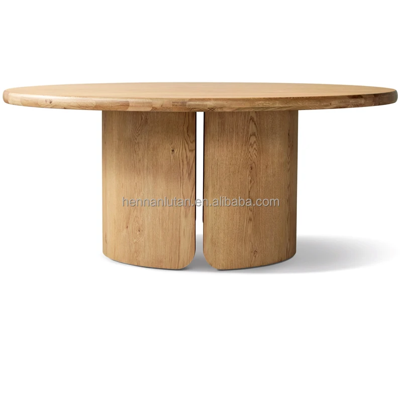 Modern Luxury Table Unique Split Base Curved Edges Furniture Home Wooden Round Dining Tables