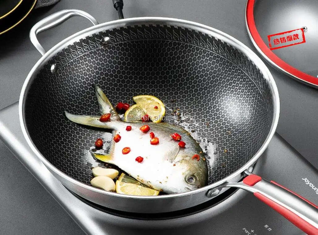 316stainless steel all-purpose  32cm frying pan kitchen cookware household non-stick pan wok