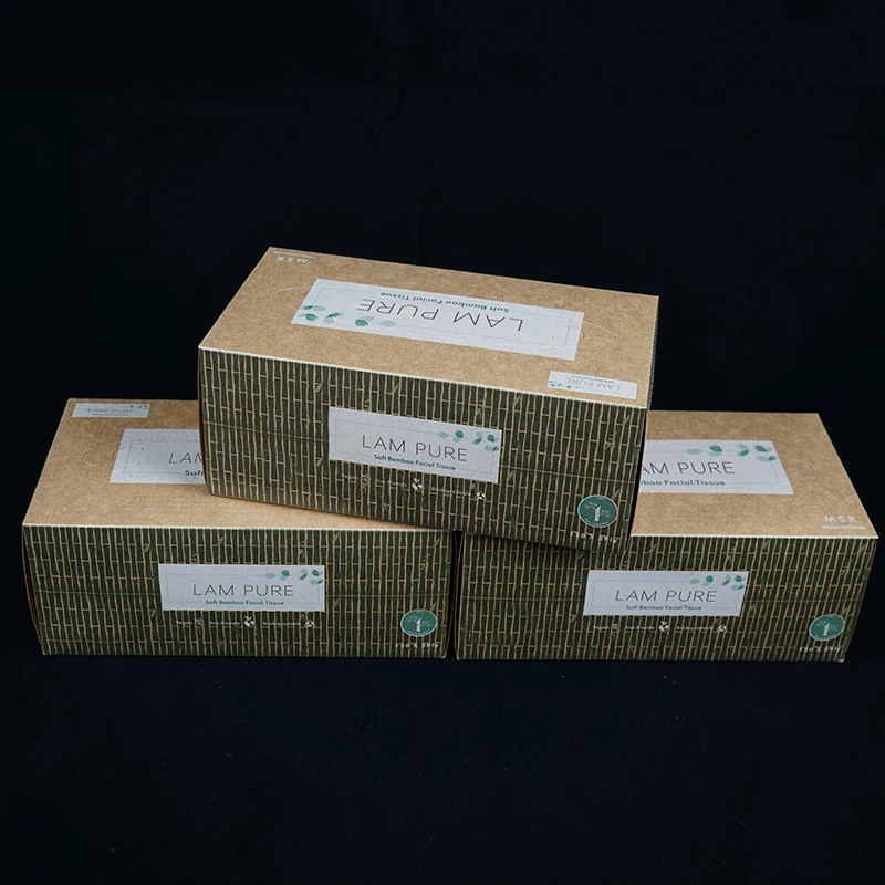 Lampure Newly Designed Box white Bamboo Facial Tissue 3Ply Can Be Customized