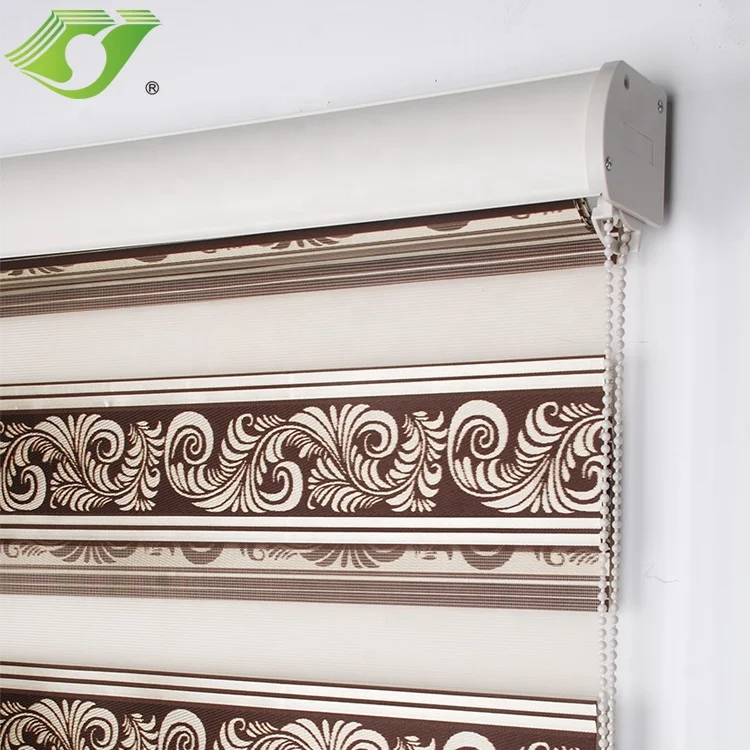 
Zebra Shade Blackout Window Roller Shades Curtain Designer Day Night Polyester Fabric French Window Roman 